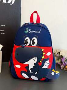 1 pieza Mochila de dinosaurio personalizada y personalizada para volver a la escuela, estampado de dinosaurio versátil y lindo, cierre de cremallera, material de nailon, correas de hombro ajustables, portátil, adecuada para la escuela, compras, salidas diarias, viajes al aire libre. Regalo de cumpleaños. - Multicolor - Ver 16