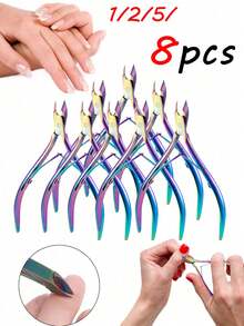 8/5/2pcs Stainless Steel Nail Clippers, Colorful Style, High Precision Nail Scissors, Exfoliation Tool, Nail Clipper, Simple And Easy To Use, Suitable For Home Use, Nail Salon, Foot Bath Shop, Nail Care Tool, Exfoliation Care Tool - Multicolor - View 1