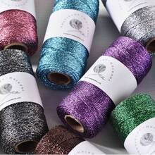 Rouleau de fil de crochet métallique brillant 1mm/100M, fil à tricoter argent rose or, décoration de Noël DIY, sac, décoration de la maison, décoration de la chambre, décoration murale, projet de crochet, artisanat fait main, matériau de cadeau fait main - Multicolore - Voir 7