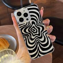 [24h Shipping From DE/ES]Apple 17  23-25 Phone Case: Transparent Case With Card Slot And Black And White Swirl Pattern, Compatible With All Apple Models. It Features A Transparent Soft Cover That Is Drop-Proof At All Four Corners With An Integrated Slot For Access Cards And Bank Cards. Este Design VisualGift Box Pack Phone Case Surprise Present - A - 查看 1