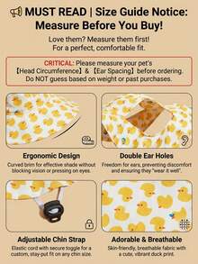 Cute Little Yellow Duck Windproof Sun Hat, Ear-Exposed Design, Anti-Fall, Adjustable Sun Protection, Suitable For Small Pets To Wear Outdoors All Year Round - Yellow - View 5