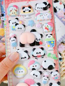 Stiker Panda Busa 3D Kelinci Lucu, Stiker Perekat, Cocok untuk Scrapbooking, Kerajinan DIY & Dekorasi, Stiker Dekoratif Kartun - MultiWarna - View 3
