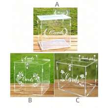 Caja de tarjetas de boda cuadrada de acrílico transparente exclusiva con cerradura, caja de almacenamiento para tarjetas de bendición y regalos en efectivo ensamblada - transparente - Ver 4