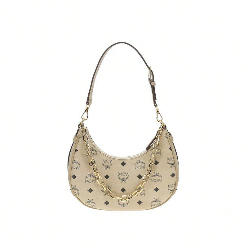 Mcm Aren Series Logo Printed Women's Shoulder Bag MWHFATA02I8001 - Beige MWHFATA02I8001 - View 1