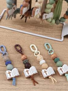 1 Count Christian Bible Cross Keychain, Mother's Day Gift For Mom, Faith Beaded Wristlet Keychain, Religious Boho Bag Charm, - 2708 - View 8