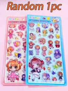 日系魔法少女果凍浮雕泡泡貼紙，多色頭髮可愛角色學生文具拼貼素材，兒童手工DIY裝飾趣味貼紙，療癒風手帳、水杯、行李箱裝飾貼紙，學校用品、DIY相簿、手機、賀卡、Guka禮物配件 - 彩色 - 查看 10