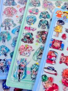 Shiny Rhinestone Stickers Self-Adhesive For Scrapbooking, Greeting Cards, Gift Decoration 1 Cute 3D Patterned Decorative Sticker Toy, Anime Cartoon Sticker, Cute Kitten Pattern, Reusable Waterproof Sticker, DIY Phone Girl Embossed Crystal Children's Sticker DIY Sticker, Year Gift, Valentine's Day Gift, Easter Gift - Multicolor - View 6