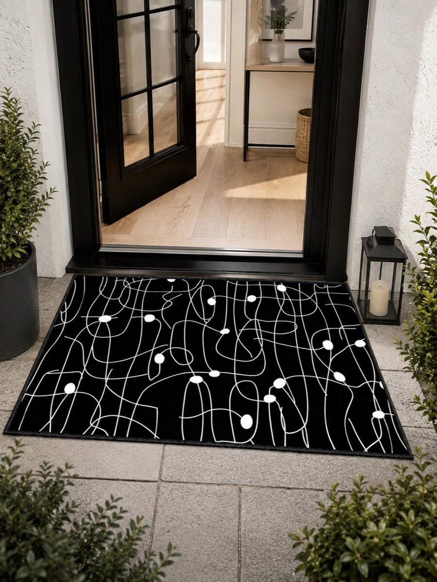 1 pieza Alfombra de piso antideslizante con patrón para exteriores, alfombra interior, alfombra de baño, alfombra de cocina, alfombra decorativa, alfombra multifuncional para pasillo, suave y cómoda, fácil de limpiar, adecuada para entradas interiores y exteriores, dormitorios, decoración del hogar