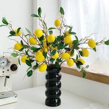 1/2pc Artificial Lemon Branch, 8-Head Faux Lemon With Stem, Kitchen Decor Party Spring Summer Decoration (Yellow) - Multicolor - View 6