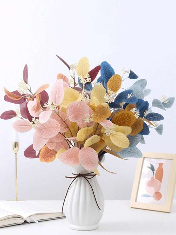 Hojas de eucalipto artificiales, follaje verde, arreglo de pared de flores DIY, decoración para sala de estar, dormitorio, cocina, oficina, decoración de centro de mesa para boda y fiesta, decoración de jardín interior y exterior para otoño e invierno