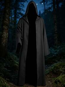 Maklulu 男士連帽長袍斗篷騎士風酷炫 Cosplay 套裝萬聖節服裝 連帽長袍 Cosplay 披風 - 黑色 - 查看 6