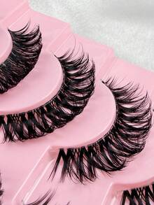 10 Pairs Cross Fluffy Mink Lashes 3D Volume Fake Eyelashes Dramatic Messy Lashes Wispy Long Foxy Eye Lifting Look Eyelash To Lengthen And Volumize The Outer Corner Of Your Eye Beauty Makeup - Black - View 4