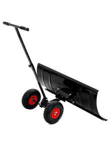 30" Wide Metal Snow Pusher With 15" Height And 2 Wheels Adjustable Angle And Height Handle For Effortless Snow Clearing Ergonomic Single-Rod Design For Driveway And Sidewalk - as Pic - View 4