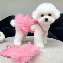 1pc Pet Supplies, Pet Clothes, Dog Clothes Summer Thin Breathable Princess Dress, Small Dog, Pet Teddy Bichon Pomeranian, Pet Vest, Cat Anti-Shedding Dress, Pet Dog Summer Home Wear, Pet Cat Summer Princess Dress, Small Dog Princess Style Puff Dress, Small Dog Dress - Pink - View 4