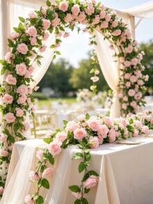 Decorazione di rampicanti di rose artificiali, crea un'atmosfera festiva, adatta per vari eventi e scenari - Fiori artificiali - Visualizzare 2