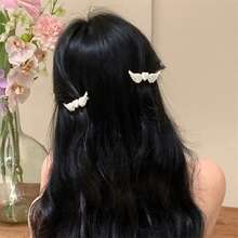 1/2件組女款可愛時尚水鑽翅膀髮夾，Ins風瀏海與散髮夾，適合日常與派對髮型，精緻髮飾髮夾髮爪 - 銀色 - 查看 7