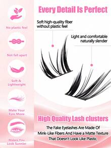 192 Clusters D Curl Fluffy Cat Eye Lash Book, Long Lasting Curly Lashes, Easy Application For Beginners, For Daily Commute, Wedding, Party & Travel - D - View 4