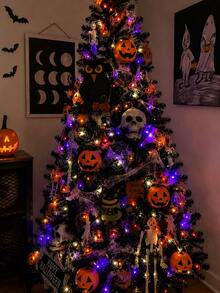 1pc Black Halloween Decorative Tree, Tree Body Only Without Hanging Lights, Black Christmas Tree, Black Holiday Tree, Artificial Pine Needle Tree, Faux Black Pine Tree, Black Pine Branch Tree, Black Tree-Shaped Ornament, Standing Floor Tree, Tree With Stand - Black Tree - View 3