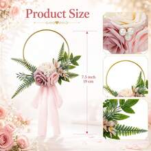 Bridal Bridesmaid Wedding Floral Hoop Wreath Artificial Flower Bouquet For Party Ceremony Anniversary Dinning Wedding Table Centerpieces Decor - Multicolor - View 5