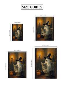 1 pieza Pintura al óleo vintage sin marco de fantasma de inodoro divertido de Halloween, arte de pared de baño, póster de lienzo impreso, decoración rústica acogedora y espeluznante para apartamento, decoración, impresiones para pared, pósteres, decoración vintage - Dibujos animados - Ver 8