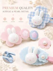 MIFFY Official Cute Kawaii Cream Style Rabbit Hair Clip, Pearl Flower No Trace Bang Side Barrette, Sweet Girly Versatile Hair Accessory For Women Girls, 2026 Viral Tk Ins Daily Hairstyle Decor Lovely Gift Limited Edition - Hair Clip - View 5