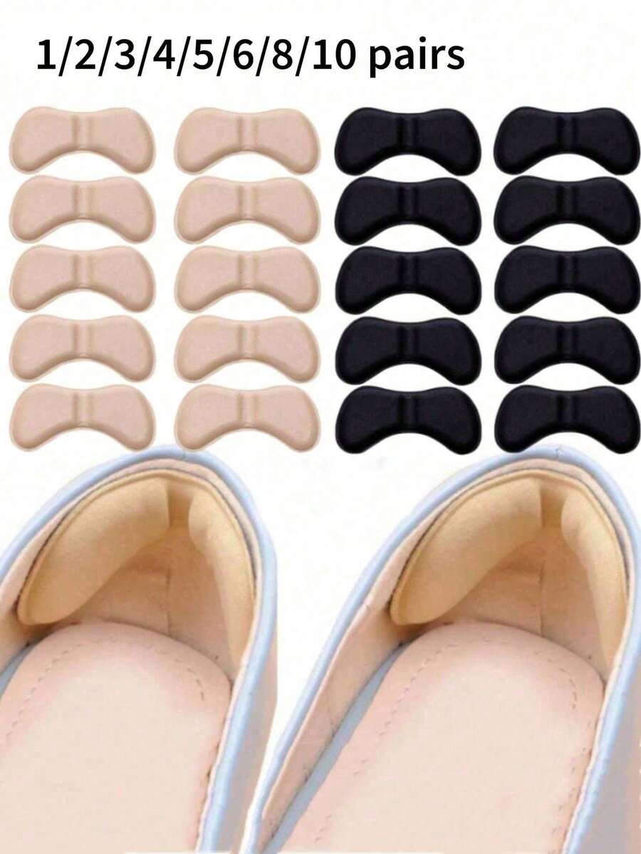 1/2/3/4/5/6/8/10 paires de coussinets de talon de couleur unie, protecteurs de talon résistants à l'usure, inserts de chaussures adhésifs, coussinets de talon auto-adhésifs - coussinets de talon en mousse anti-ampoules, inserts de chaussures confortables 4D épaissis, protection de talon unisexe, rembourrage invisible pour soulager la douleur, coussinets de talon modernes en non-tissé résistants à l'usure et antidérapants, convenant à la vie quotidienne - Multicolore - Voir 1