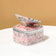 SUSUZUKU 1pc Creative Gift Metal Enamel Craft Vintage Heart-Shaped Butterfly Jewelry Box, Creative Birthday Gift, Valentine's Day Gift - Multicolor - View 1