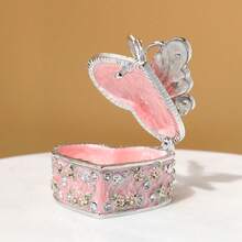 SUSUZUKU 1pc Creative Gift Metal Enamel Craft Vintage Heart-Shaped Butterfly Jewelry Box, Creative Birthday Gift, Valentine's Day Gift - Multicolor - View 2