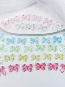1 Box Jelly Transparent Bow Nail Art Decorations, Multiple Styles Bows Spring/Summer Nail Art Decor, Kawaii Nail Art Accessories, Y2K Romantic Gentle Minimalist Style Bows Nail Art Supplies Accessories, Suitable For DIY Women's Nail Salon Design Decoration Nail Charms - Multicolor - View 4