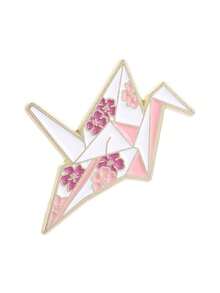 Sakura Origami Crane Enamel Pin Japanese Cherry Blossom Paper Crane Lapel Brooch Wish Peace Backpack Decor Gift - Multicolor - View 10