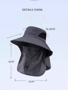 1pc Unisex Solid Color Sun Protection Hiking Outdoor Neck Guard Wide Brim Fishing Hiking Sun Hat Bucket Hat, Suitable For Daily Outings, Climbing, Vacation, Fishing Ski Masks - Multicolor - View 4