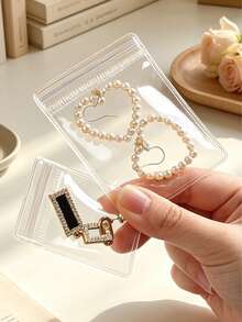 100/30/10pcs PVC Transparent Sealed Jewelry Bags, Jewelry Storage Bags, Small Transparent Jewelry Bags, For Storing Souvenirs. - Multicolor - View 4