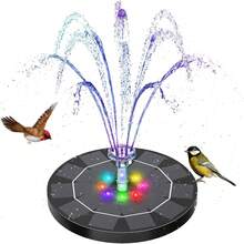 Garden Pond Solar Fountain Pump Kit 3W Circular Solar Power Supply With LED Color Lights Suitable For Gardens, Courtyards, Ponds, Terraces, Etc. For Thanks Giving Christmas New Year Gifts - Black - View 8
