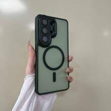 Premium Matte Skin-Feel Phone Case Compatible With Galaxy S26Ultra S25Ultra S24Ultra S23Ultra A56 A16 A17 A36 A26 A16 A37 A57 S24 S23FE Plus A55 A35 A54 A15 S25 S24 S23 And Other Models. Features Full Camera Protection, Integrated Lens Film, Soft Touch, Anti-Fingerprint, Wireless Charging Function And Drop-Proof Design, Phone Case - Dark Green - View 9