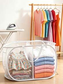 1/2pcs Classic Horizontal Laundry Basket, Hygienic Partition Design, Multi-Functional Basket, Suitable For Storing Clothes And Miscellaneous Items, Applicable For Home, Living Room, Dormitory Or Laundry Room - Multicolor - View 8