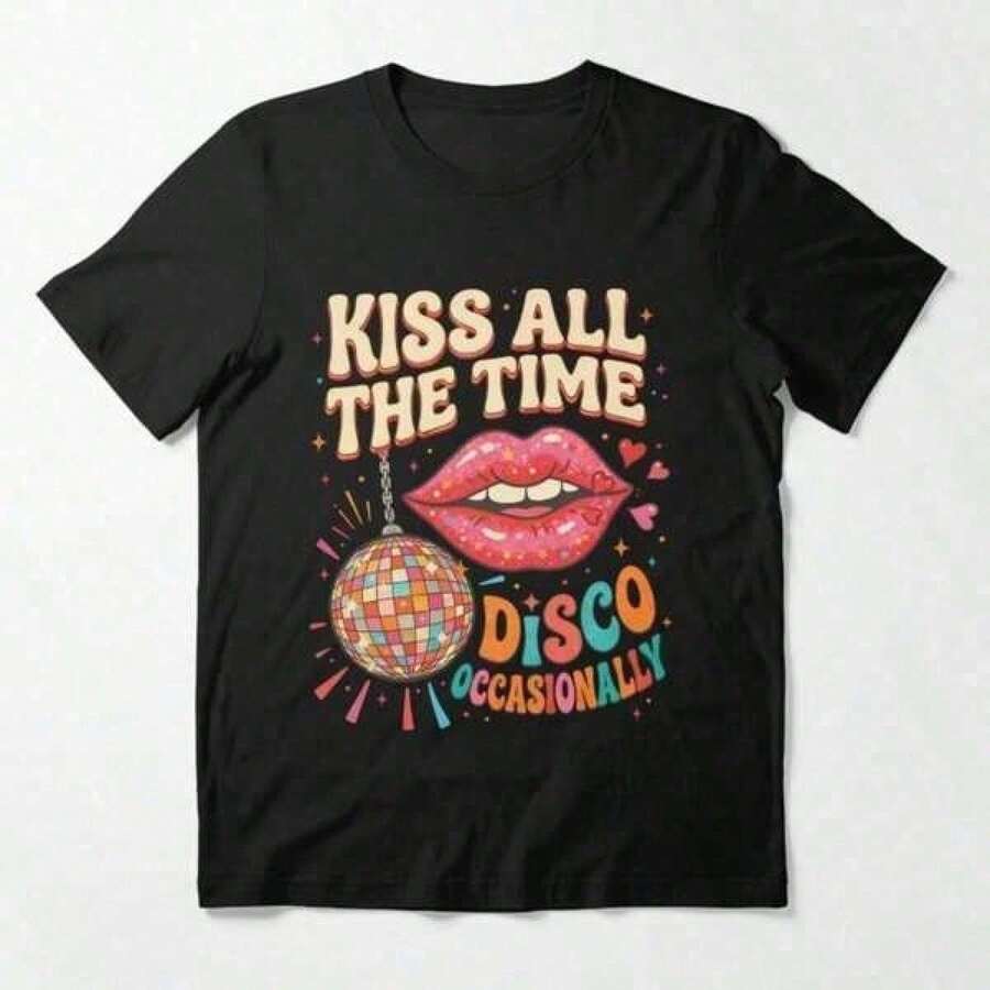 Harry Style Essential T-Shirt Kiss All The Time Disco Occasionally Disco Ball Love On Tour 4, Men's Summer Blusas CasualesPlayeras De MujerBlusas - Schwarz - Übersicht 1