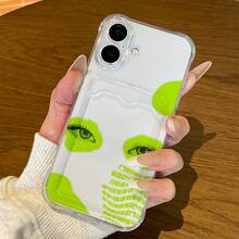 [24h Shipping From DE/FR/ES]Artistic Human Face Design Phone Case With Card Holder, Compatible With  16/16 Pro/16 Pro Max, Holds Cards And Photos, Fits  15/14/13/12/11, Transparent Four-Corner Reinforced Anti-Drop Full-Body Protective Casethe Perfect Present - A - View 4