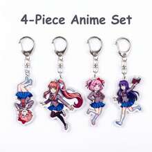 DDLC Doki Doki Literature Club Natsuki Acrylic Keychain Cute Anime Girl Charm Visual Novel Game Character Merch Desk Decor Backpack Bag Pendant Room Decor Home Decor Back To School Collectible Otaku Gift Anime Accessory Desktop Display Fan Gift - Multicolor 3 - View 2