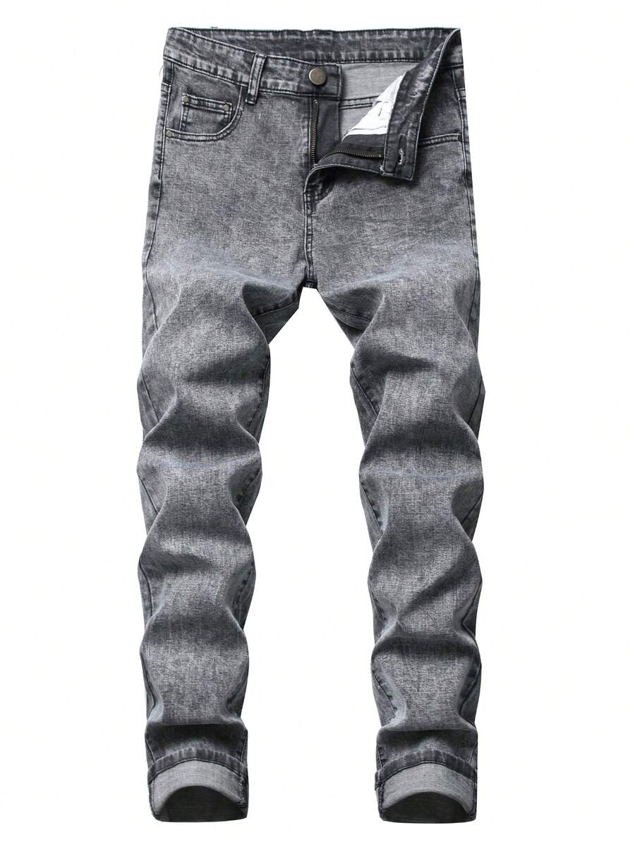 Men's Ripped Skinny Jeans - Grey - View 1