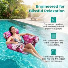 Inflatable Pool Float Chair With Backrest, Armrest Water Lounge Bed For Adults, Summer Swim Float - Blue - View 2