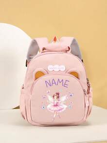 1pc Mini Back To School Personalized Bear Backpack, Versatile Casual Ballet Cartoon Girl Butterfly Print, Zipper Closure, Nylon Material, Adjustable Shoulder Strap, Hand-Carry, Suitable For School, Shopping, Daily Outings, Birthday Gift - Multicolor - View 20