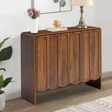 Aufbewahrungsschrank mit 2 Türen 75x60x80 cm als Sideboard Konsolentisch und Bücherschrank für Wohnzimmer Flur und Büro stilvoll geräumig, Walnuss - Nussbaum - Übersicht 8