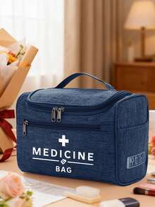 Bolsa vacía para pastillas de viaje con etiqueta "Bolsa de Medicinas", bolsa de almacenamiento multifuncional con compartimentos, caja organizadora de medicinas portátil, esencial para profesionales de la salud, trabajadores de oficina, estudiantes y familias - Multicolor - Ver 12