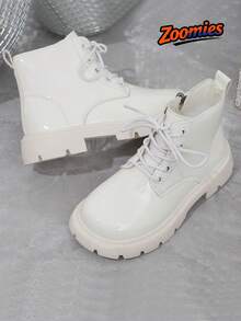 2026 New Cute Fashion Boots For Girls, All-Season Shiny Fashion Boots, College Style Outdoor Boots, Simple Versatile Comfortable Anti-Slip Wear-Resistant - White - View 5