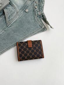 Women's Letter Print Tri-Fold Wallet With Coin Purse & Card Holder, Large Capacity, Travel Essential, Versatile. - Coffee - View 6