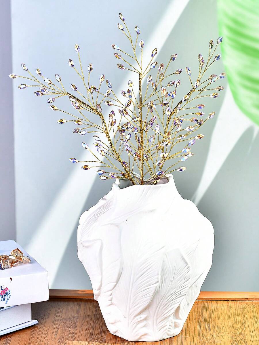 1Pc Fashionable Colorful Rhinestone Flower Branch Simulation Flower Elegant Pine Branch Design Artificial Flower Creative Handheld Flower Festival Gift Bouquet Suitable For Home Desktop Wedding Decoration