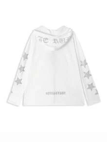 Rhinestone + Sword Zipper Pull + Gunmetal Zipper Casual Sun Protection Cover-Up Shirt For Women White - White - View 8