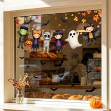 1pc Halloween Theme Static Cling Window Sticker, PVC Double-Sided Colorful Static Adsorption, Removable And Reusable, Cute Skull Ghost Bat Pumpkin Pattern Design, Suitable For Living Room, Bedroom, Bathroom, Kitchen Glass Sliding Door Decoration Sticker, Halloween Party Decoration - Multicolor - View 8