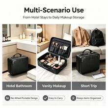 12-Inch Mini Makeup Case - Portable Hard-Shell Makeup Bag/Jewellery Organiser, A Travel Must-Have, Perfect For Girls, Cute Little Box, Versatile And Simple. A Gift For Her - Beauty Storage Case.-Black - Black - View 4