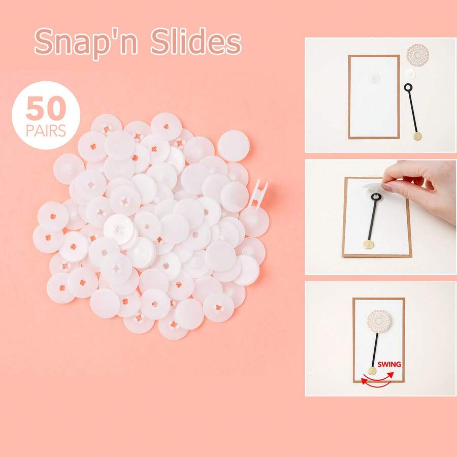 50對 Snap'n Slides 滑動卡片旋轉擺臂卡片製作配件；手工藝用品